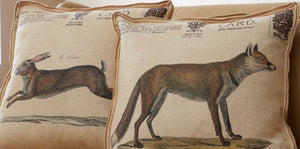 Oatmeal Fox and Hare Decorative Pillow