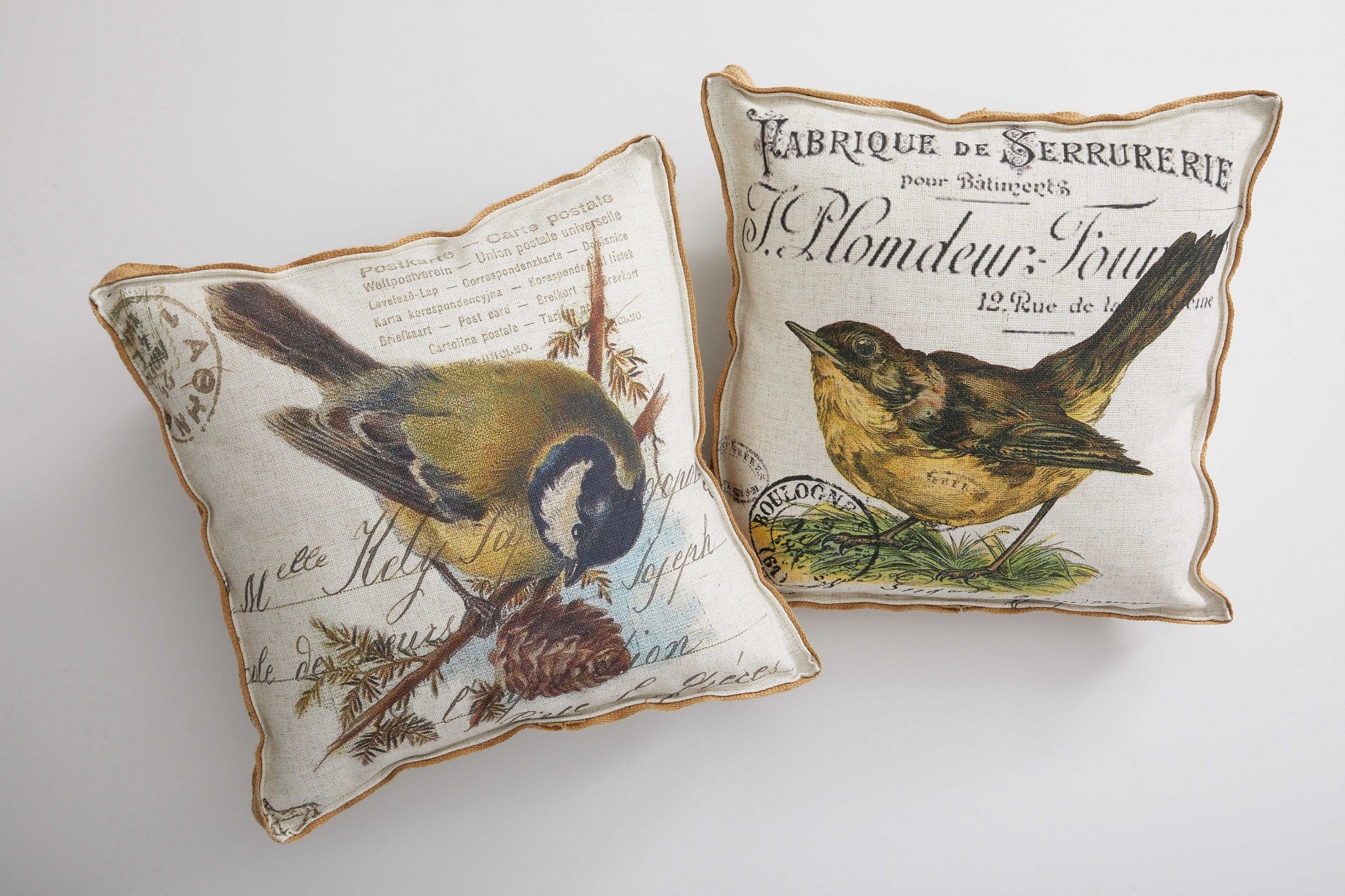 Cream Yellow Bird Gold Finch Decorative Pillow