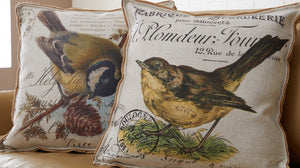 Cream Yellow Bird Gold Finch Decorative Pillow