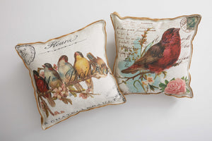Cream Red Birds on a Limb Decorative Pillow