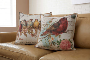 Cream Red Birds on a Limb Decorative Pillow