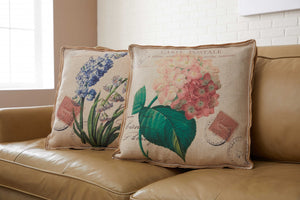 Oatmeal Phlox and Pink Hydrangea Decorative Pillow