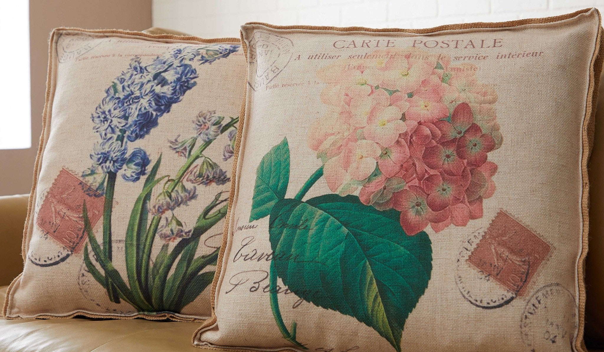 Oatmeal Phlox and Pink Hydrangea Decorative Pillow
