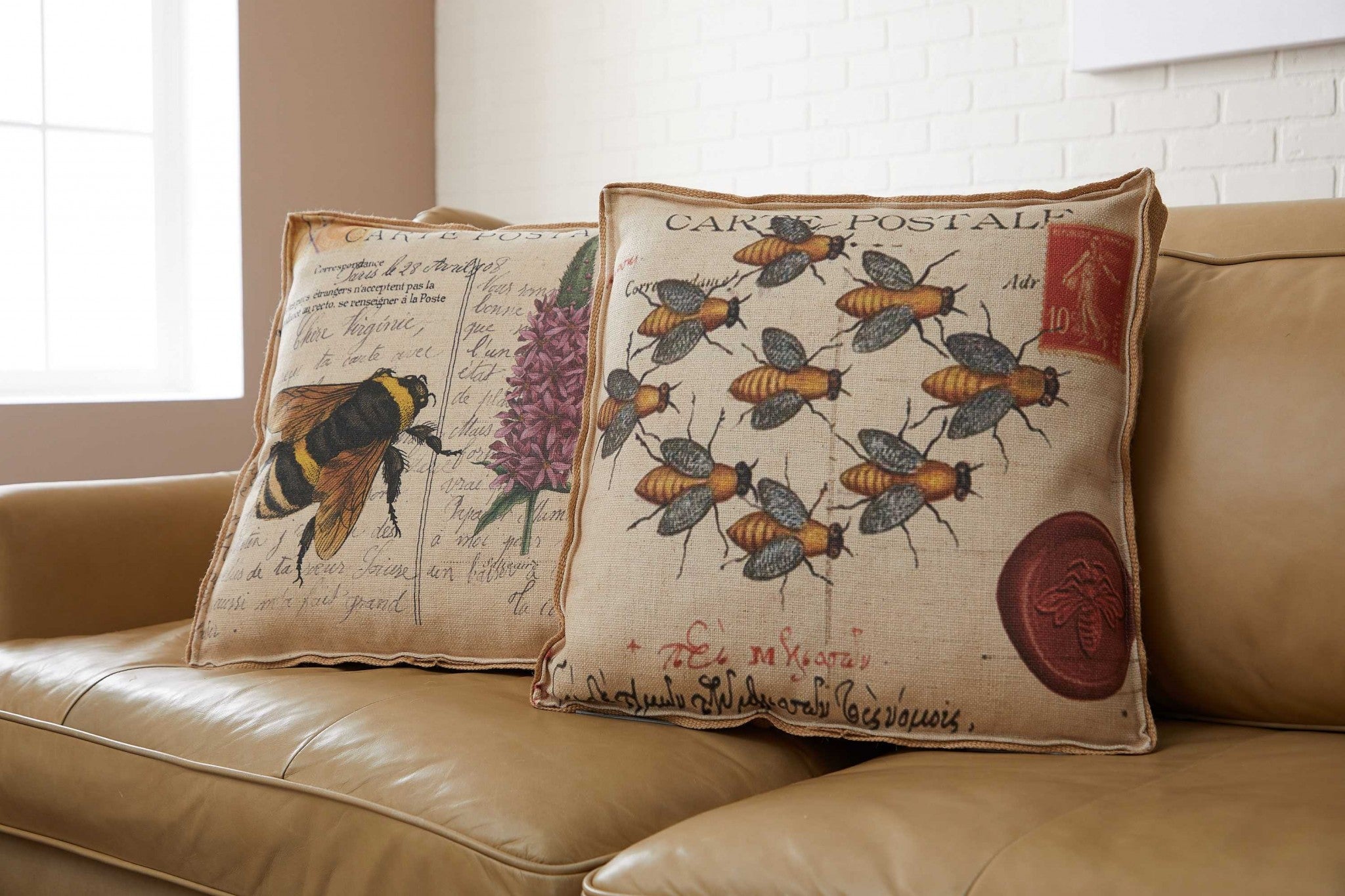 Oatmeal Bees Decorative Pillow