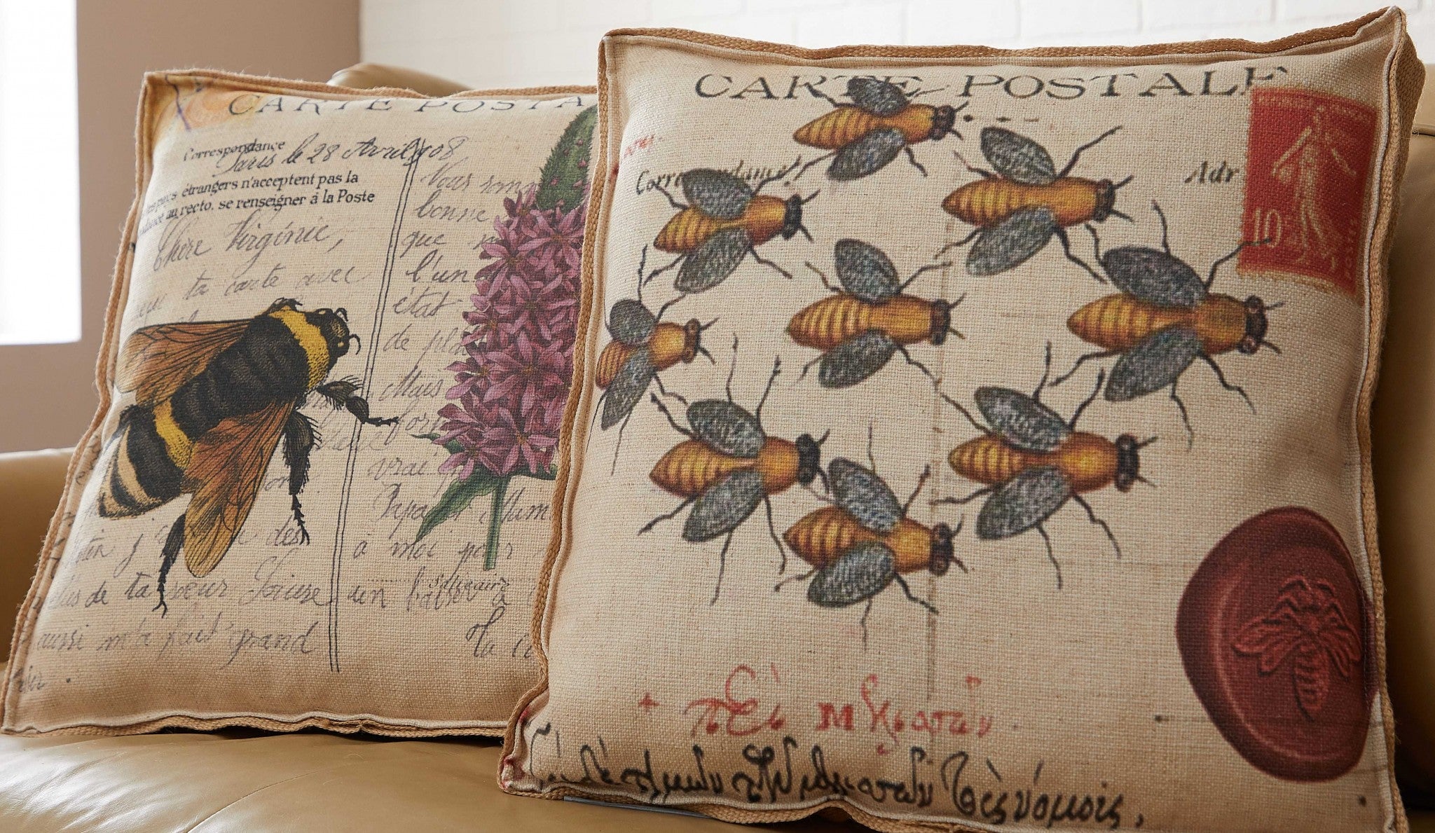 Oatmeal Bees Decorative Pillow