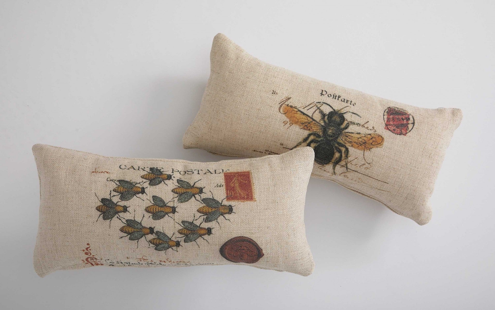 Oatmeal Bees Natural Colors Decorative Pillow