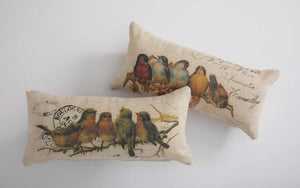 Oatmeal Bird Postcards Decorative Pillow
