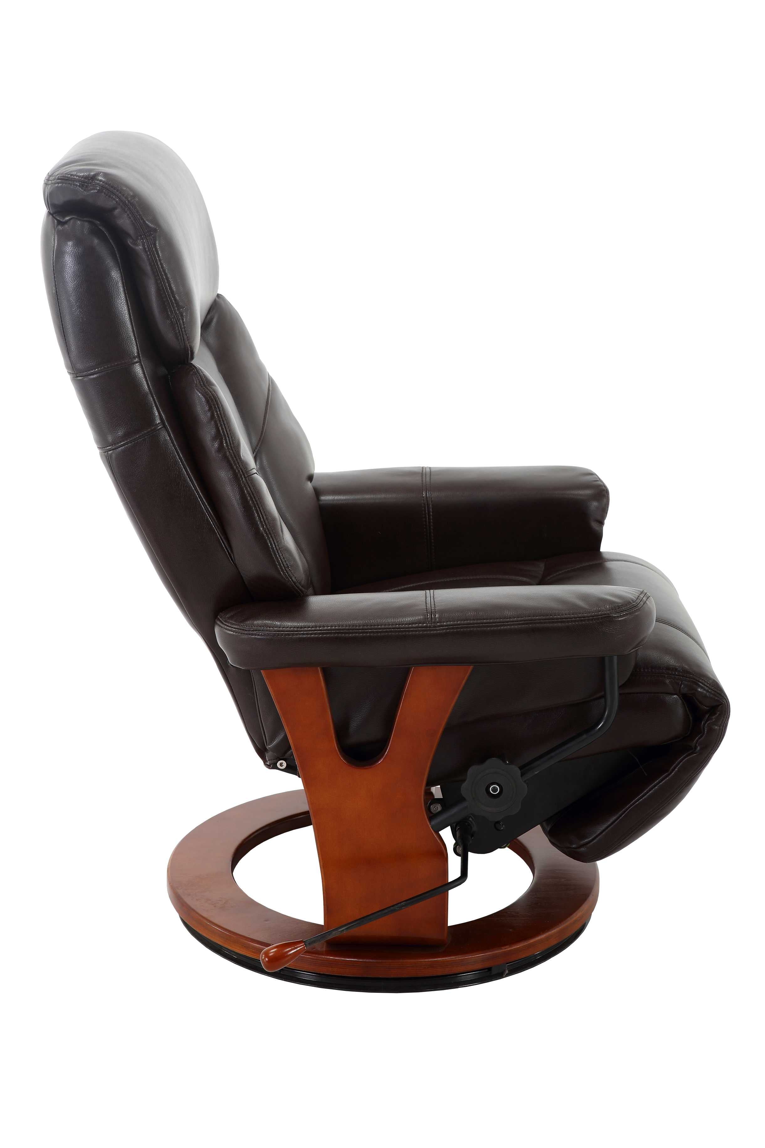 Dark Brown Soft Faux Leather Swivel Recliner Chair