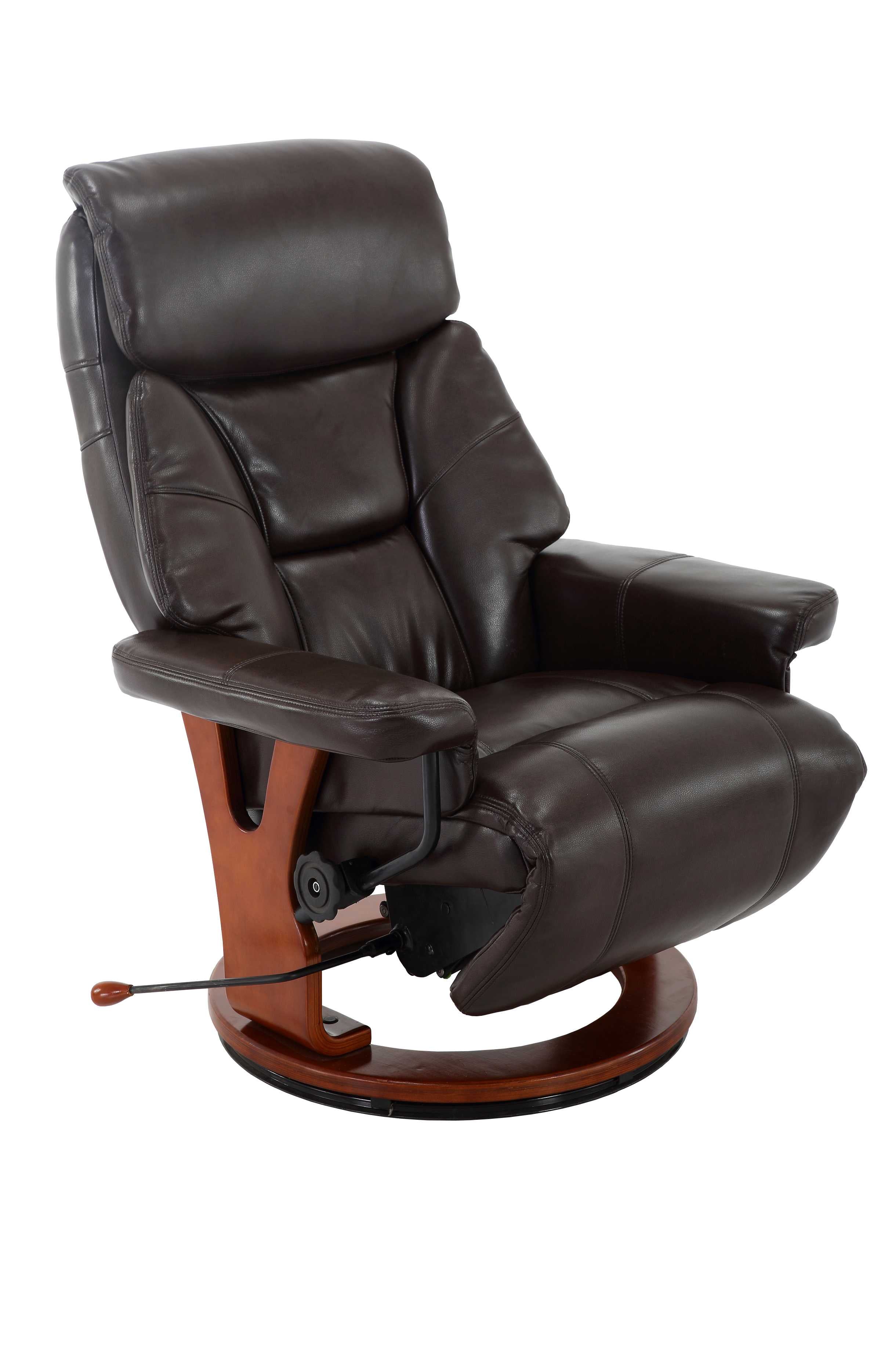 Dark Brown Soft Faux Leather Swivel Recliner Chair