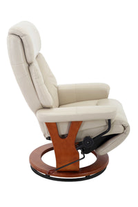 Off White Soft Faux Leather Swivel Recliner Chair
