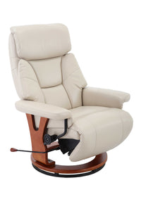 Off White Soft Faux Leather Swivel Recliner Chair