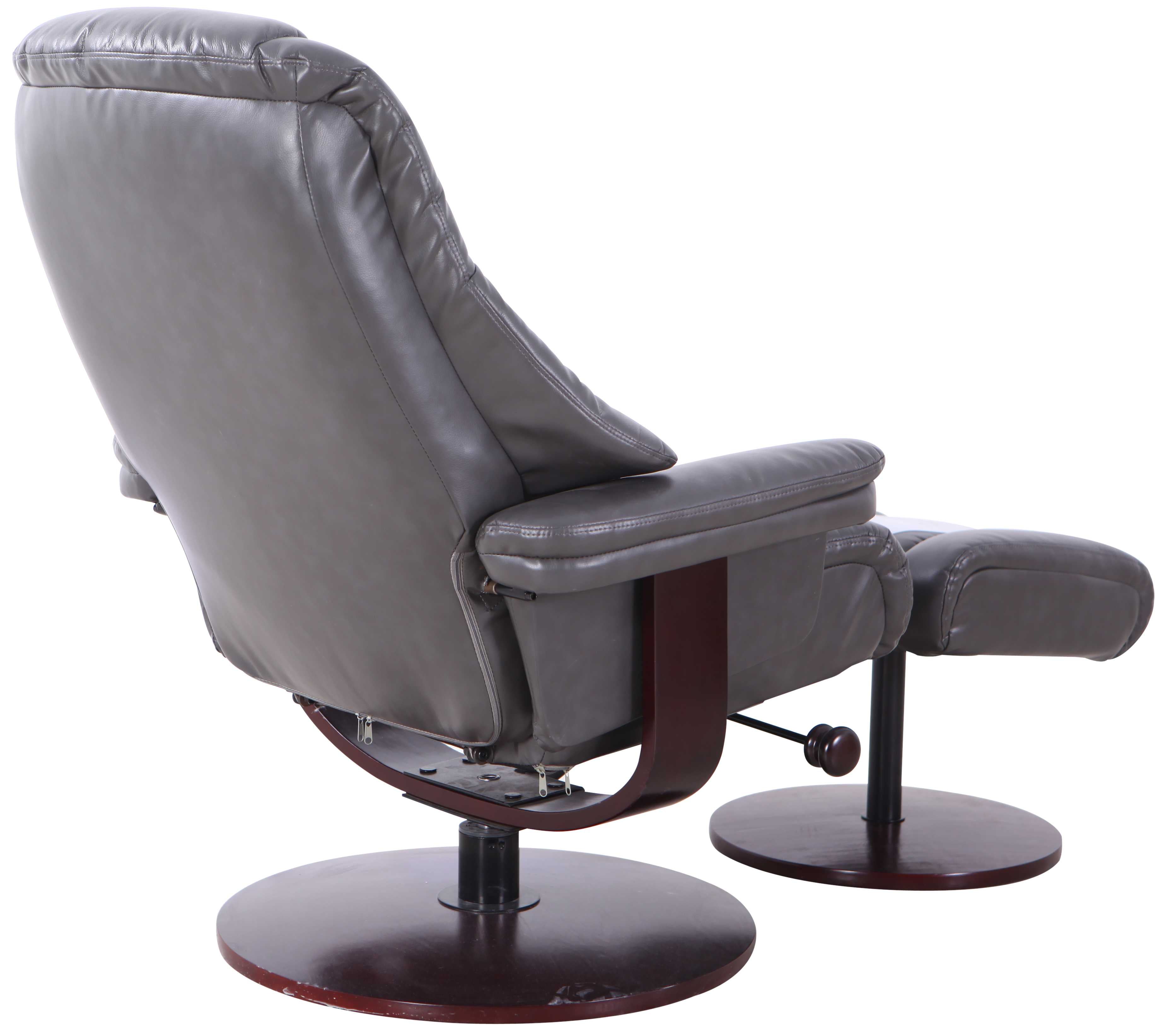Graphite Gray Faux Leather Memory Foam Recliner and Ottoman Set