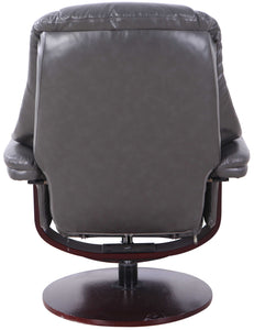 Graphite Gray Faux Leather Memory Foam Recliner and Ottoman Set
