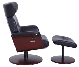 Black Onyx Faux Leather Memory Foam Recliner and Ottoman Set
