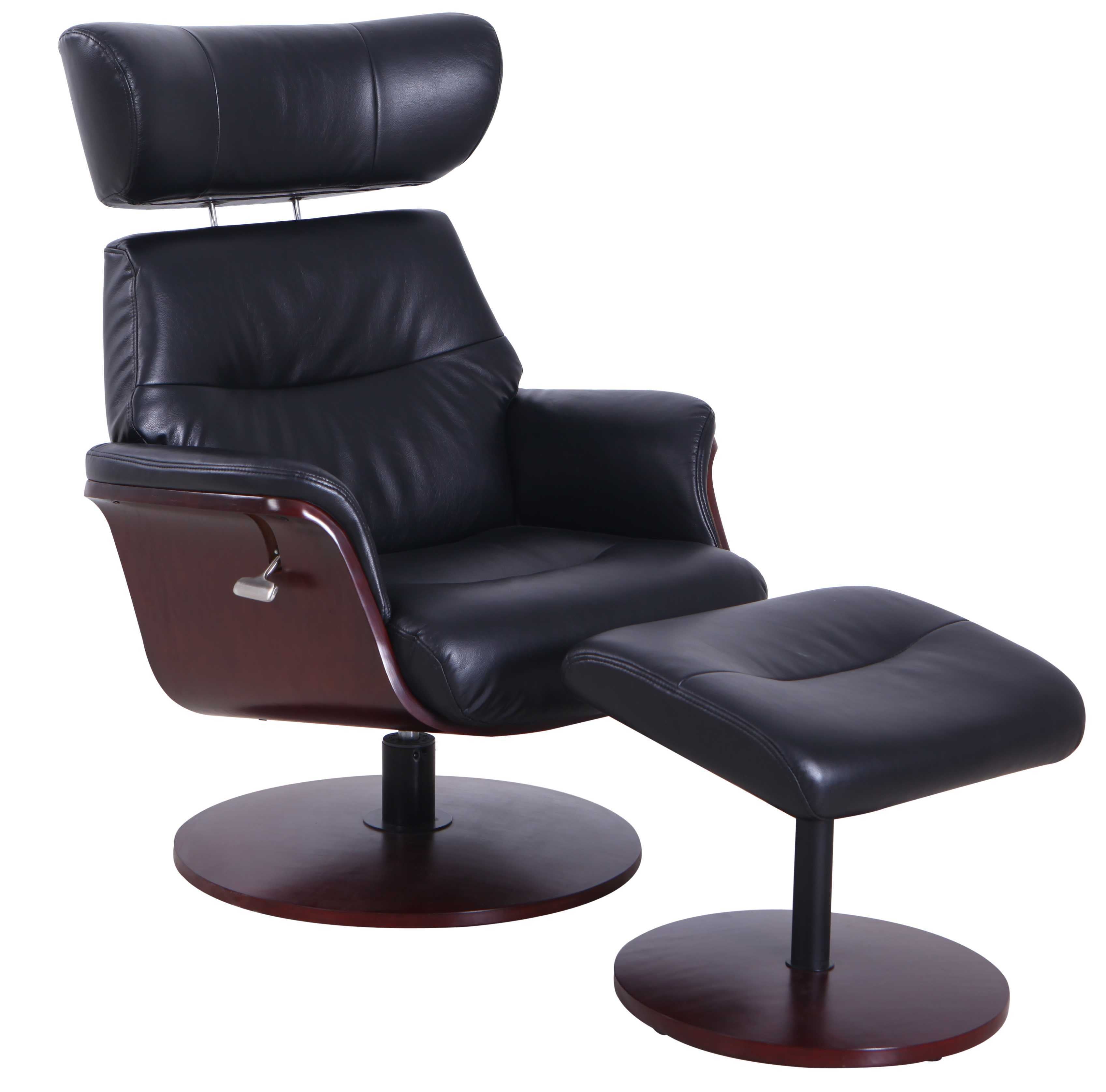 Black Onyx Faux Leather Memory Foam Recliner and Ottoman Set