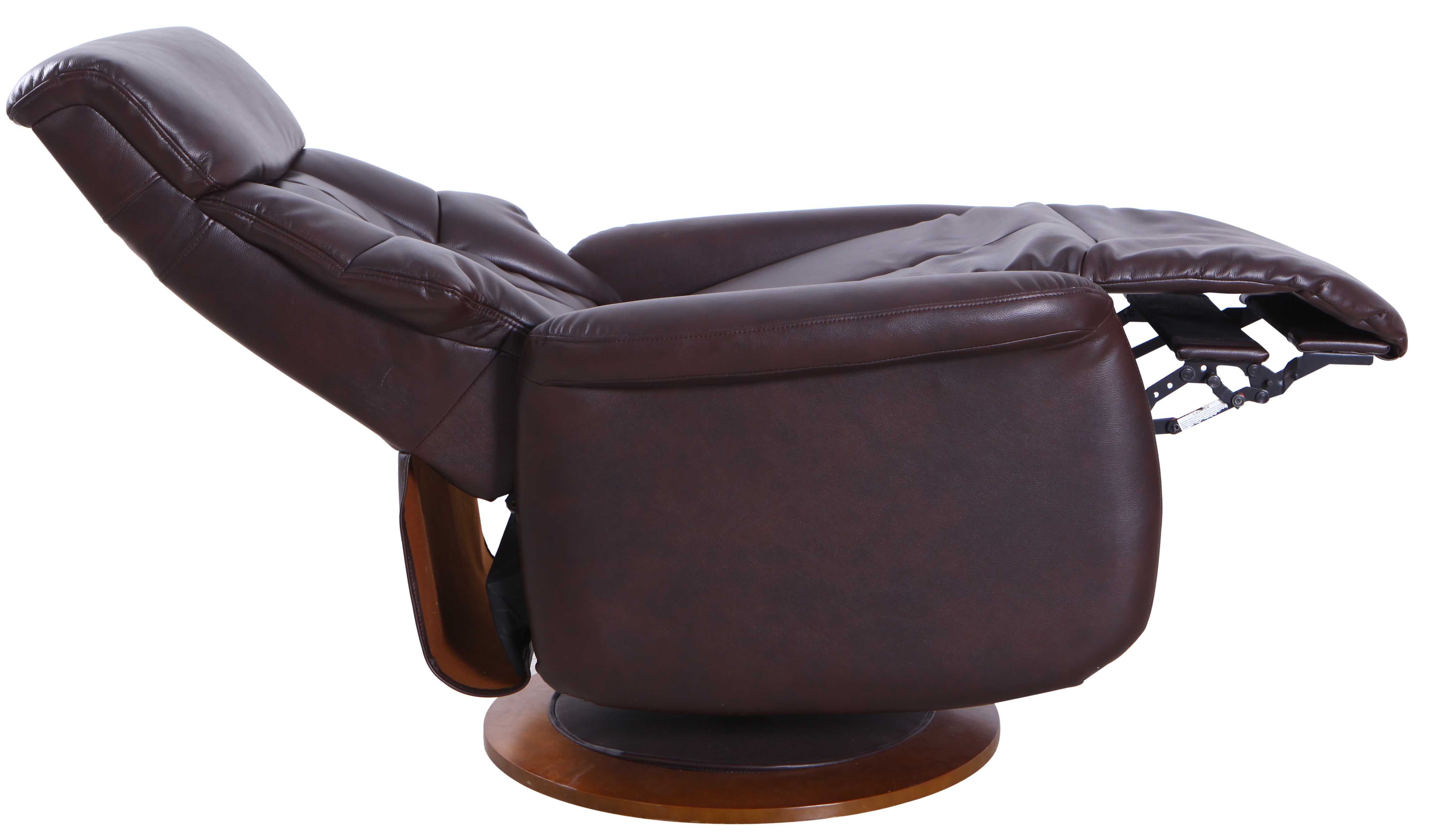 Contemporary Design Brown Faux Leather Swivel Recliner Chair