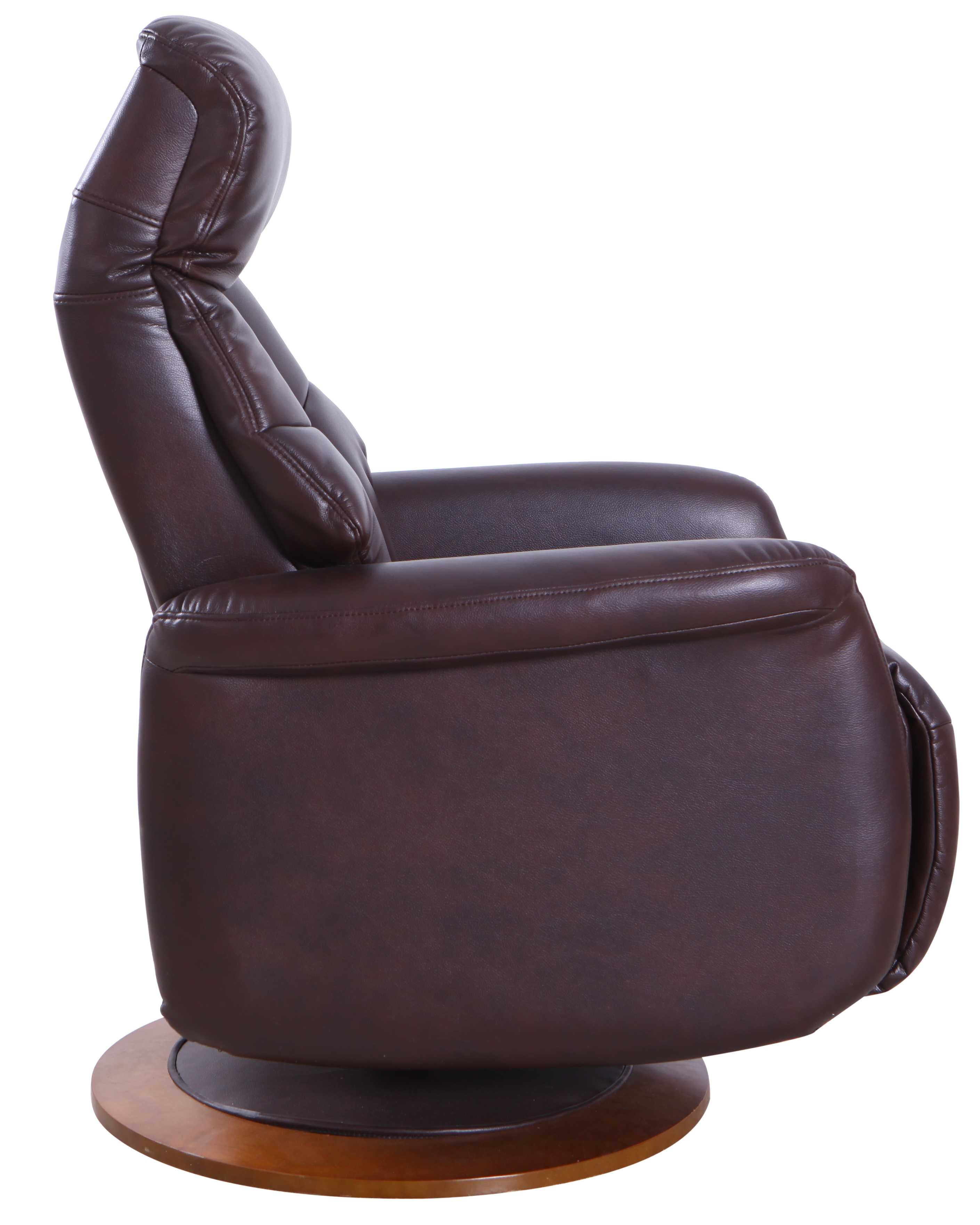 Contemporary Design Brown Faux Leather Swivel Recliner Chair