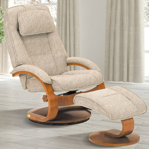 Linen Tan Fabric Recline chair and Ottoman Set
