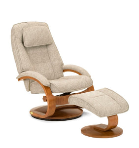 Linen Tan Fabric Recline chair and Ottoman Set