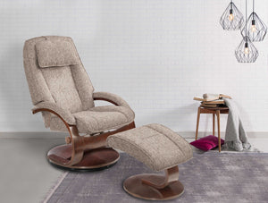 Graphite Grey Fabric Recliner chair and Ottoman Set