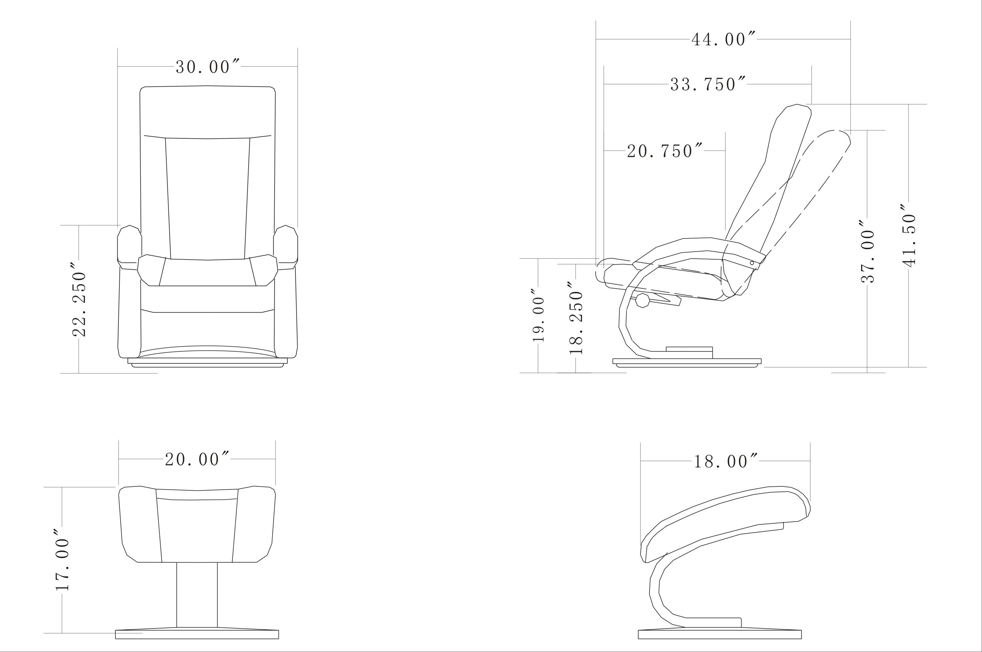 Modern Ergonomic Off White Faux Leather Recliner and Ottoman Set