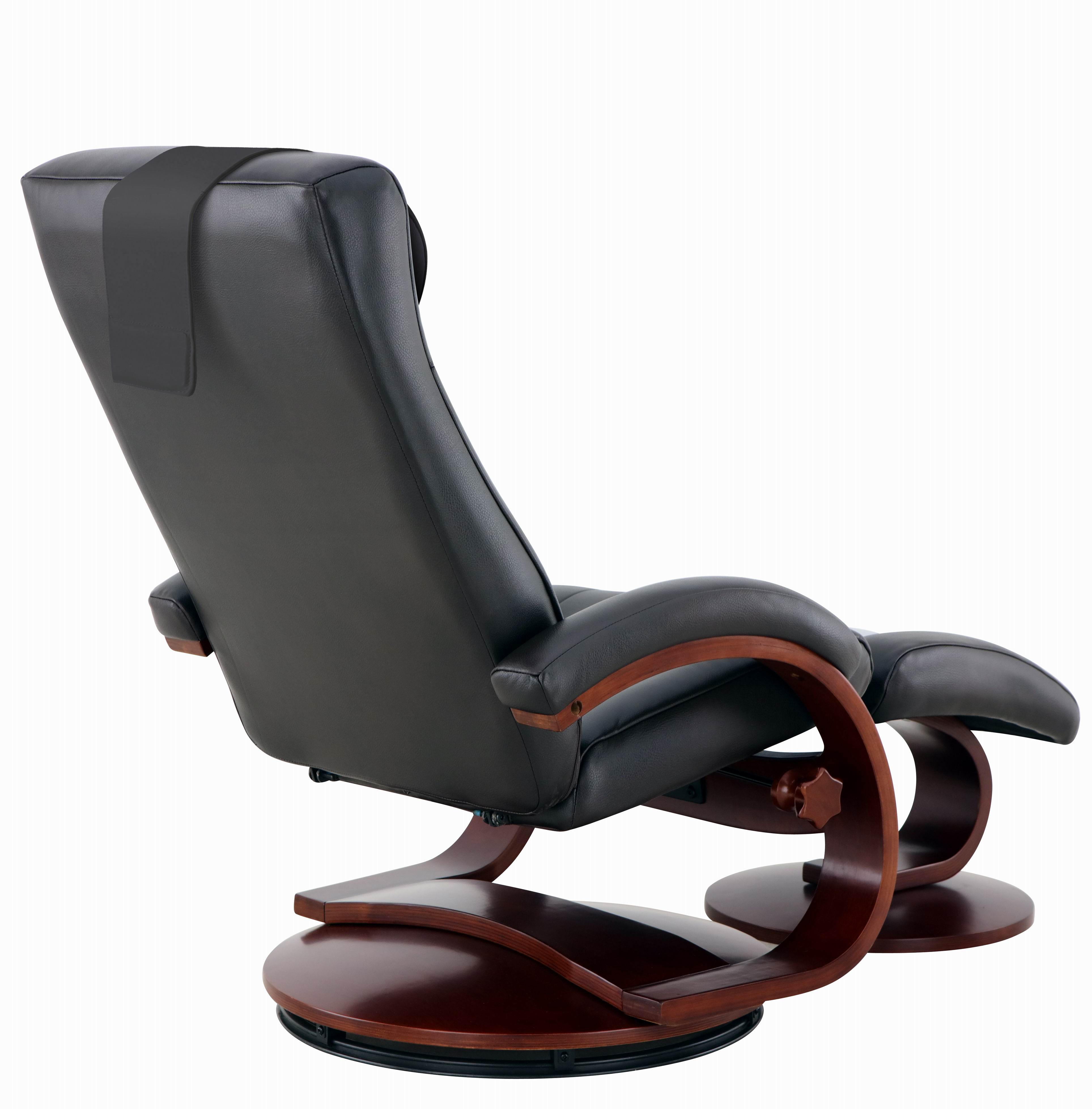 Black Top Grain Leather Recliner and Ottoman
