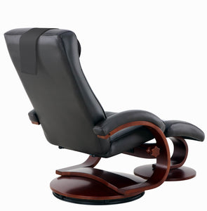 Black Top Grain Leather Recliner and Ottoman