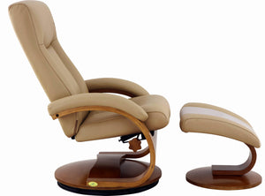 Cobblestone Tan Top Grain Leather Recliner and Ottoman