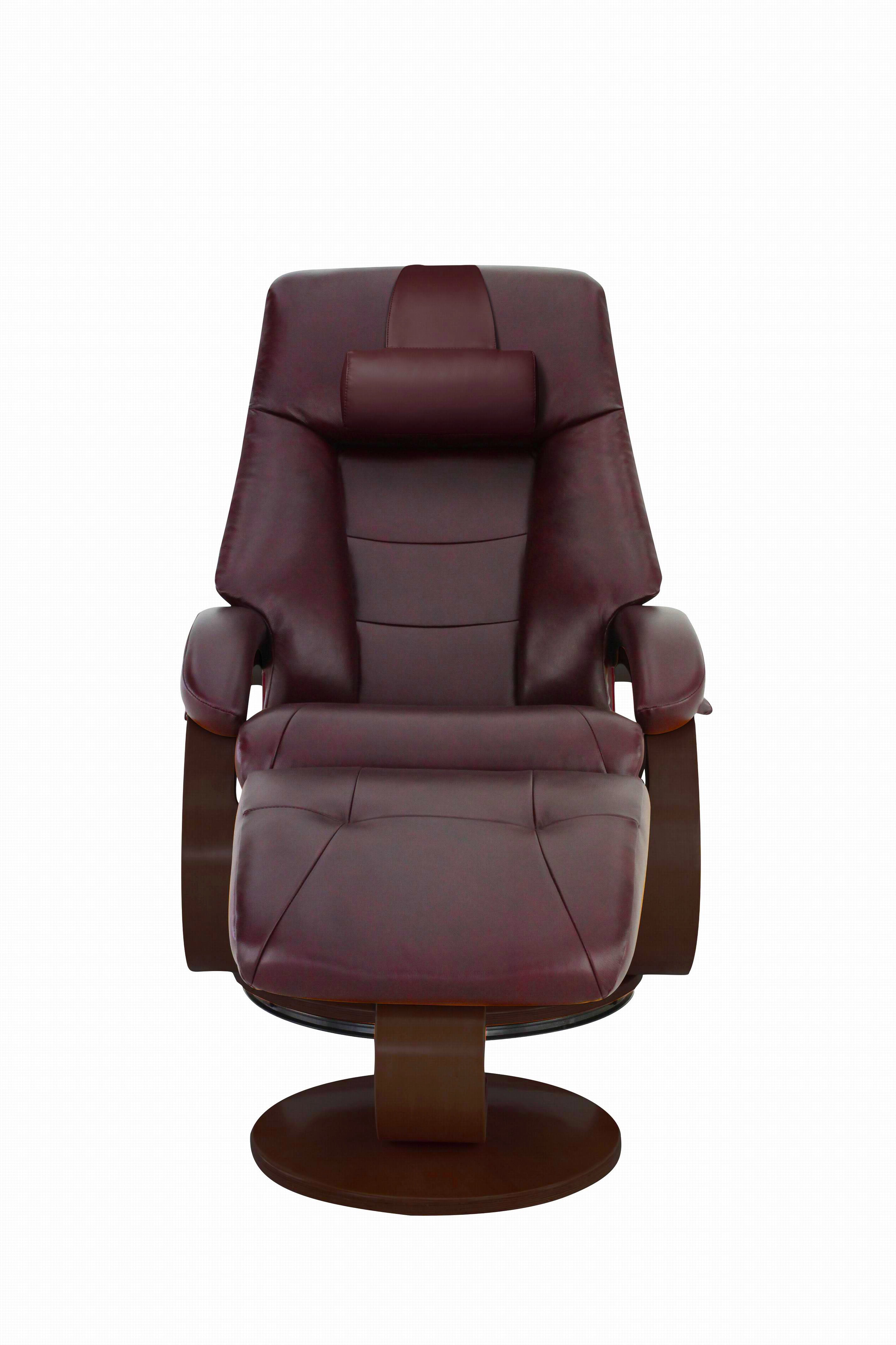 Burgundy Top Grain Leather Recliner and Ottoman