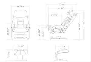 Sand Tan Top Grain Leather Recliner and Ottoman