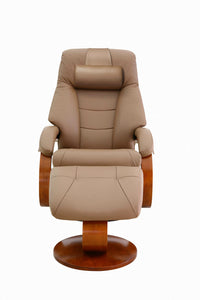 Sand Tan Top Grain Leather Recliner and Ottoman