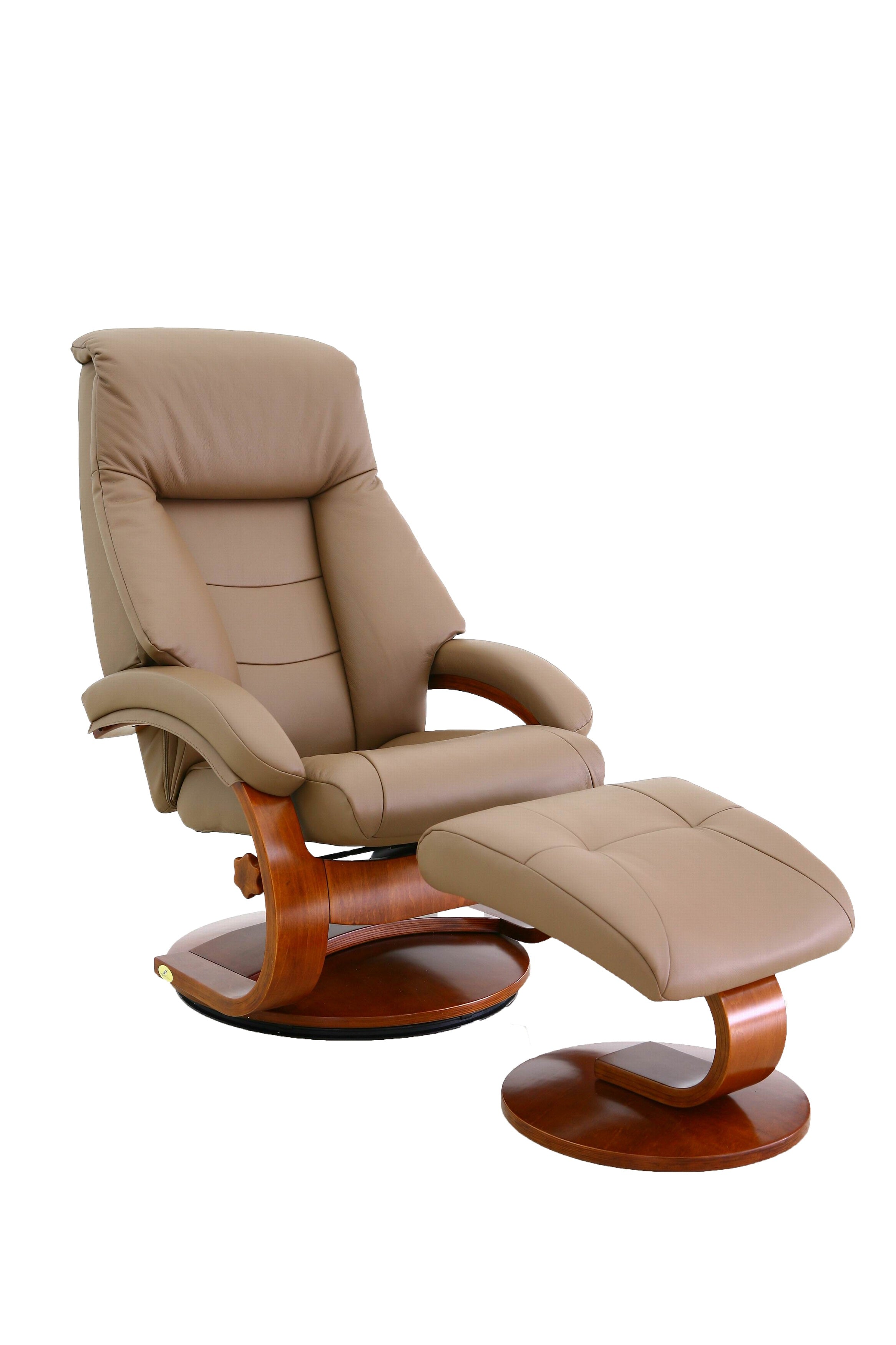 Sand Tan Top Grain Leather Recliner and Ottoman