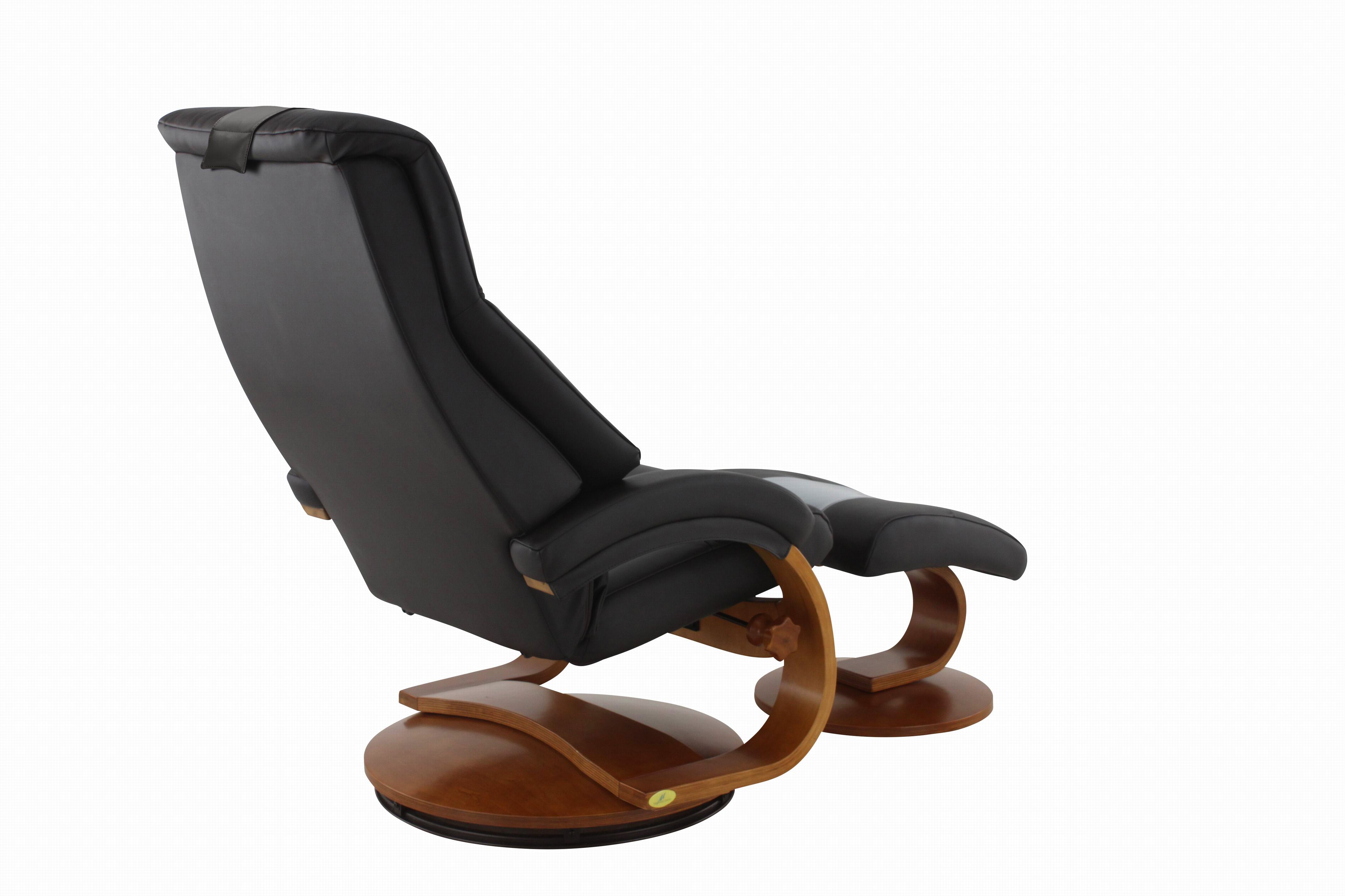 Brown Top Grain Leather Recliner and Ottoman