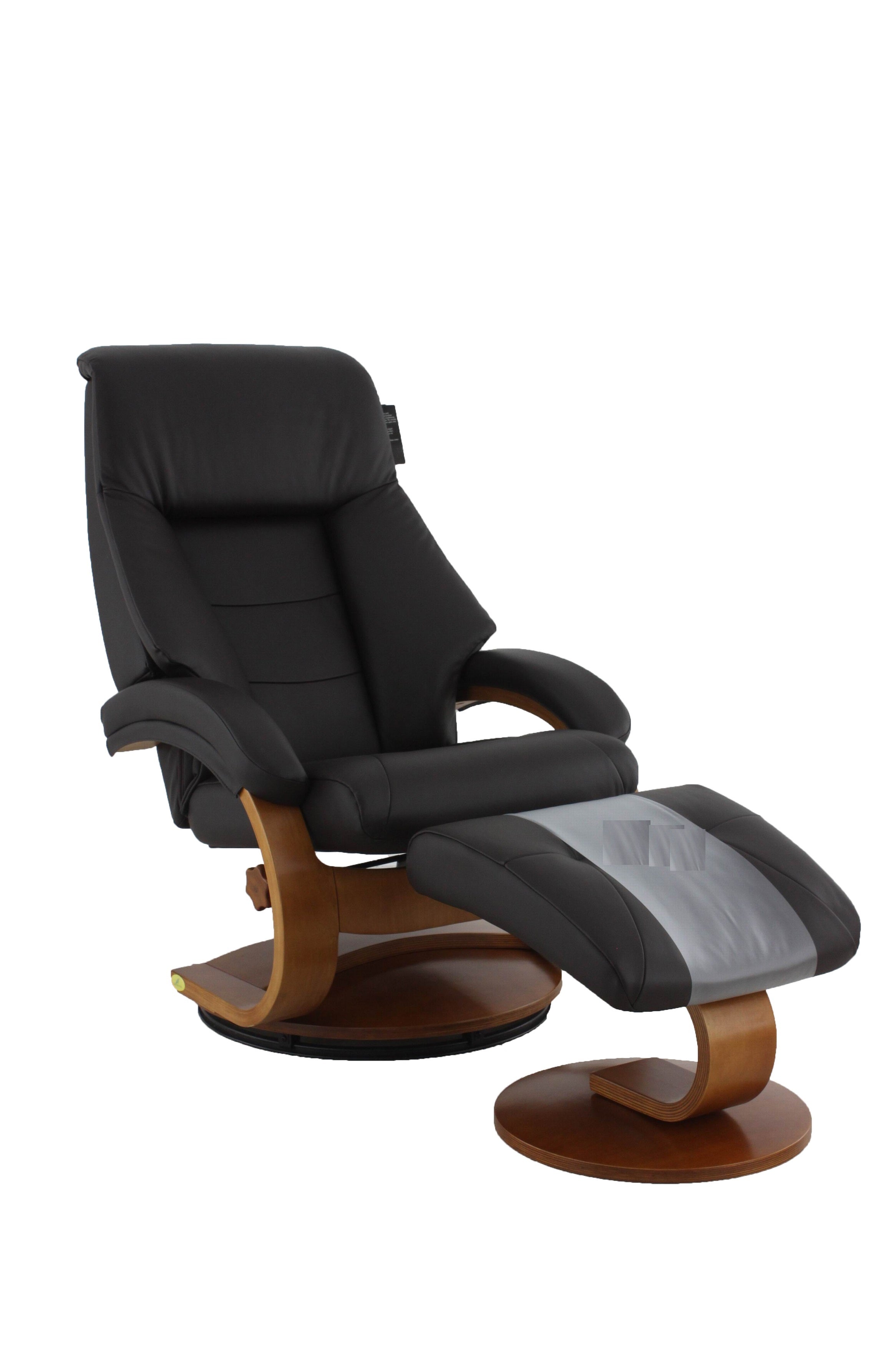 Brown Top Grain Leather Recliner and Ottoman