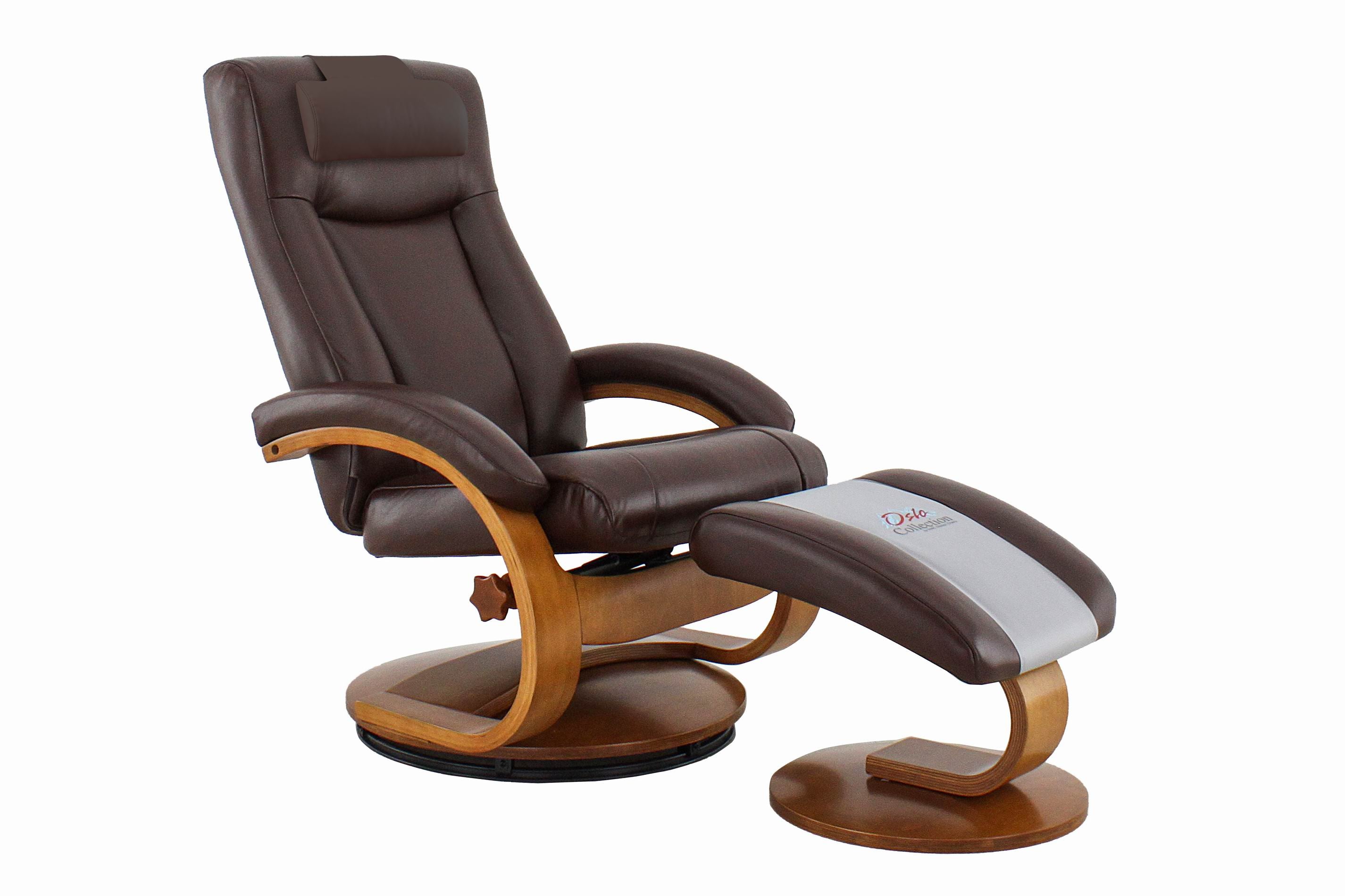 Dark Brown Faux Leather Recliner and Ottoman Pillow