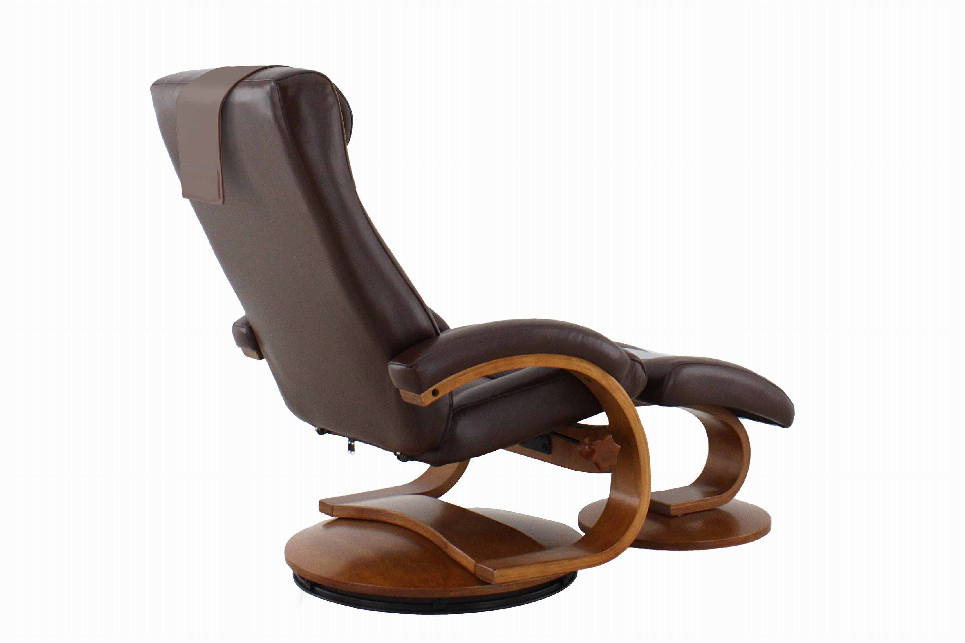 Dark Brown Faux Leather Recliner and Ottoman Pillow