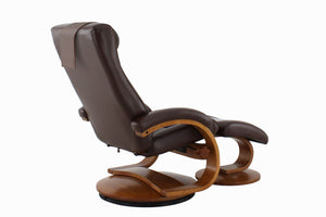 Dark Brown Faux Leather Recliner and Ottoman Pillow