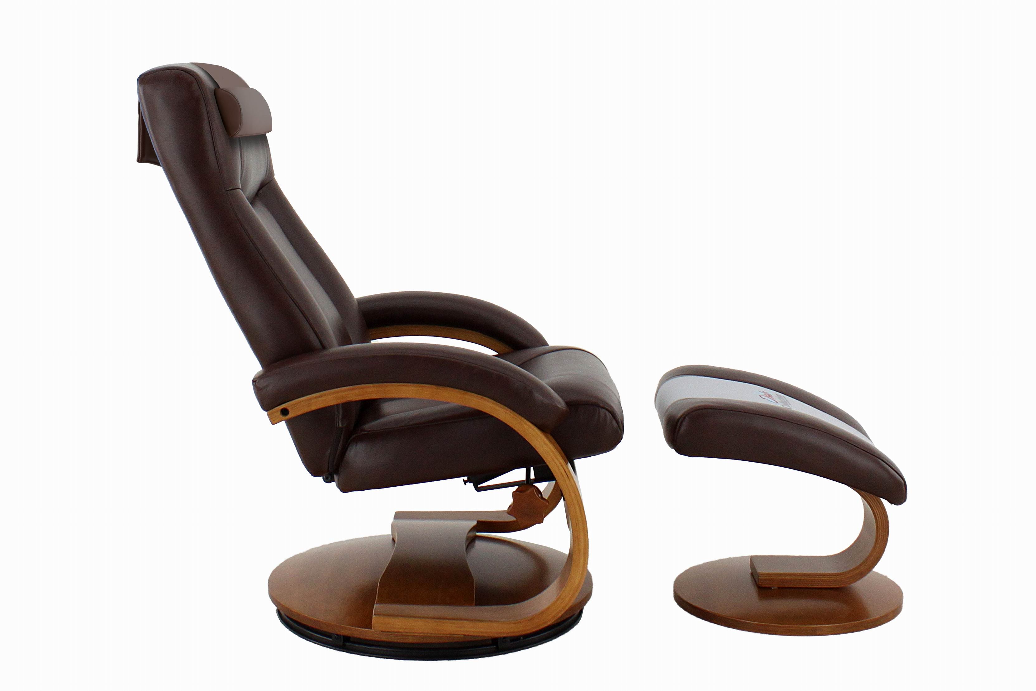 Dark Brown Faux Leather Recliner and Ottoman Pillow