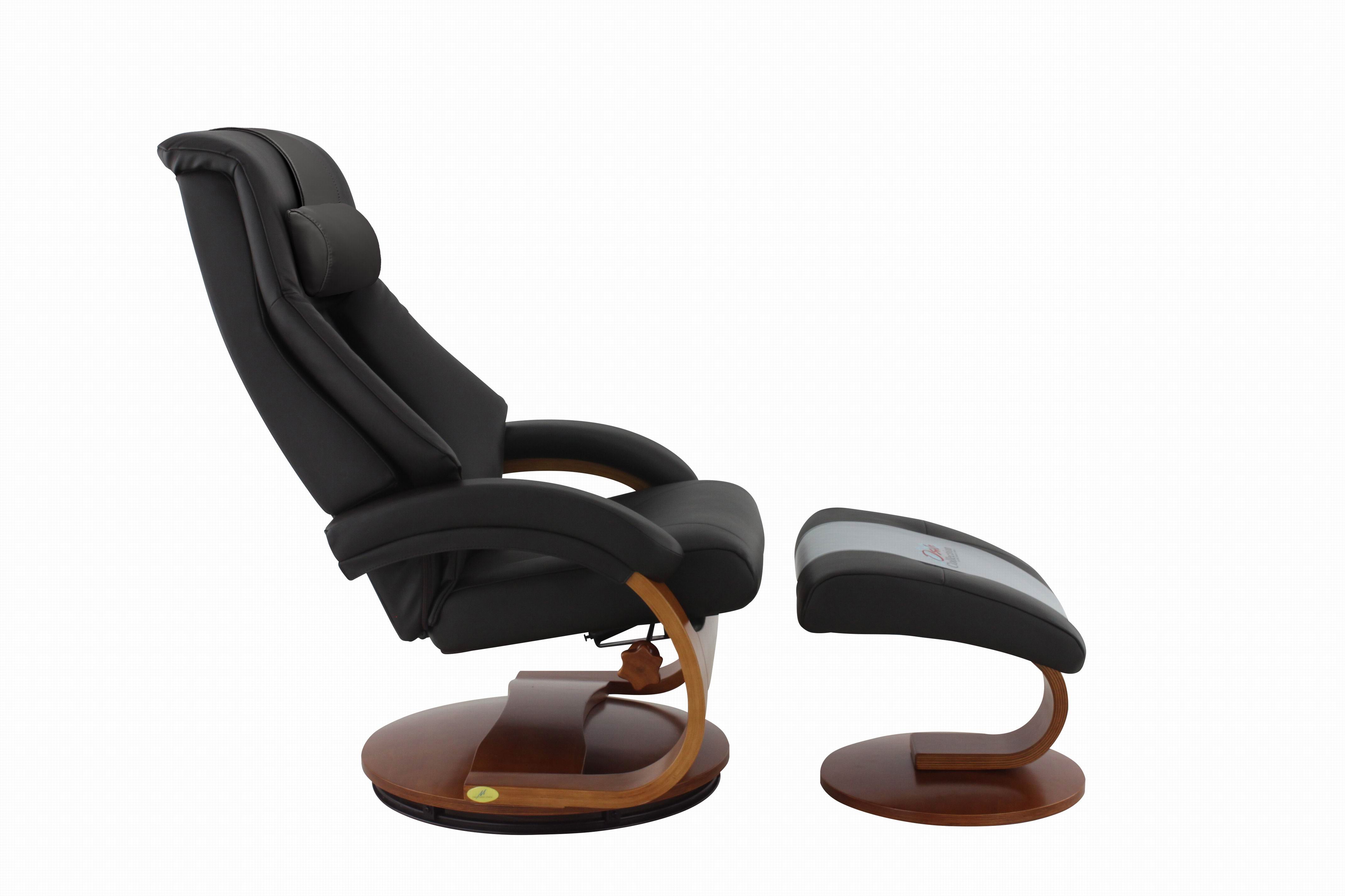 Brown Top Grain Leather Recliner and Ottoman with Pillow