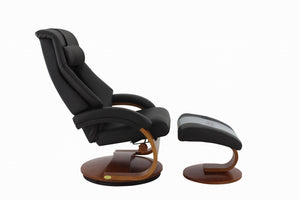 Brown Top Grain Leather Recliner and Ottoman with Pillow