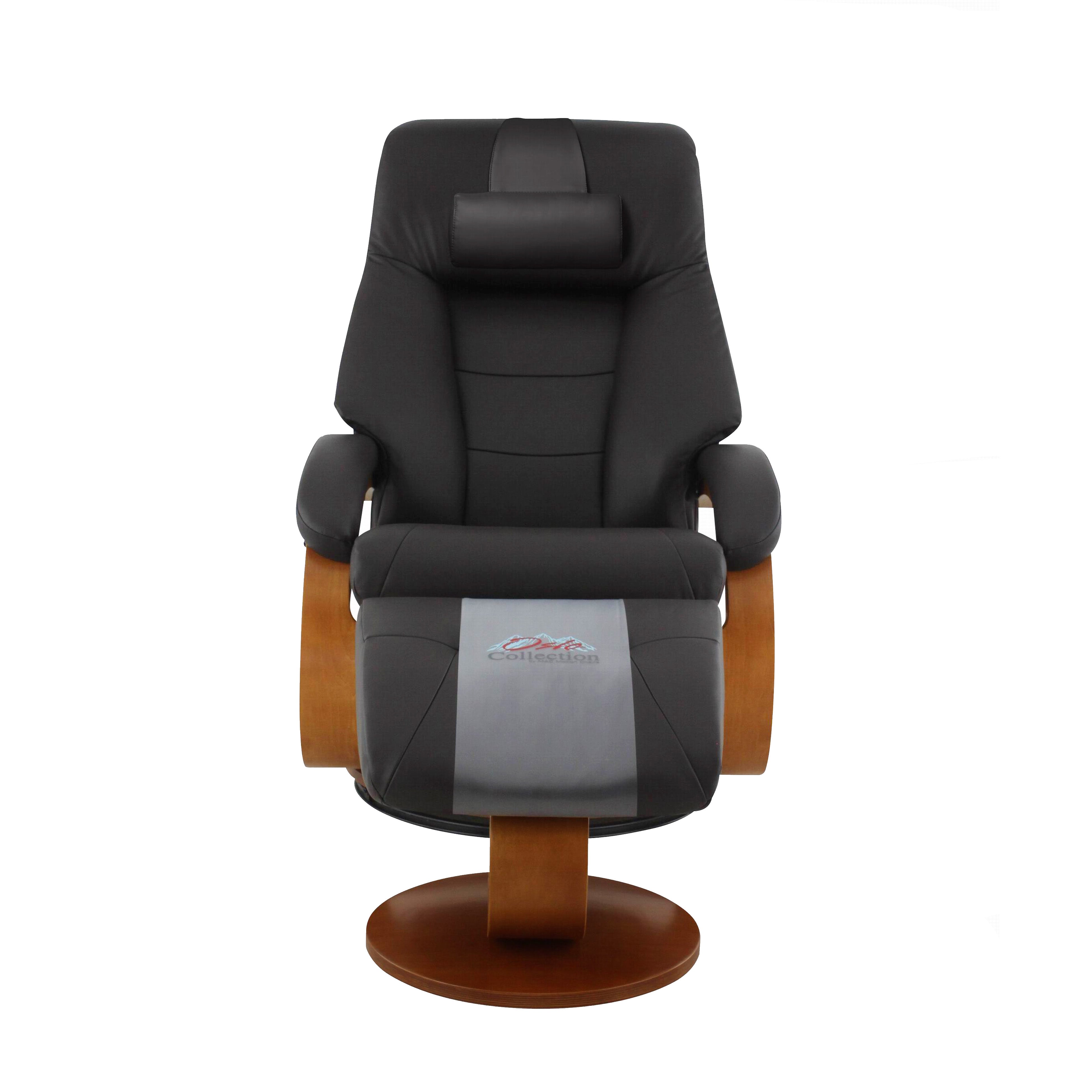 Brown Top Grain Leather Recliner and Ottoman with Pillow