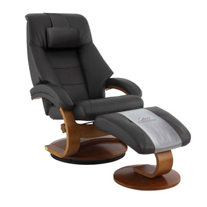 Brown Top Grain Leather Recliner and Ottoman with Pillow