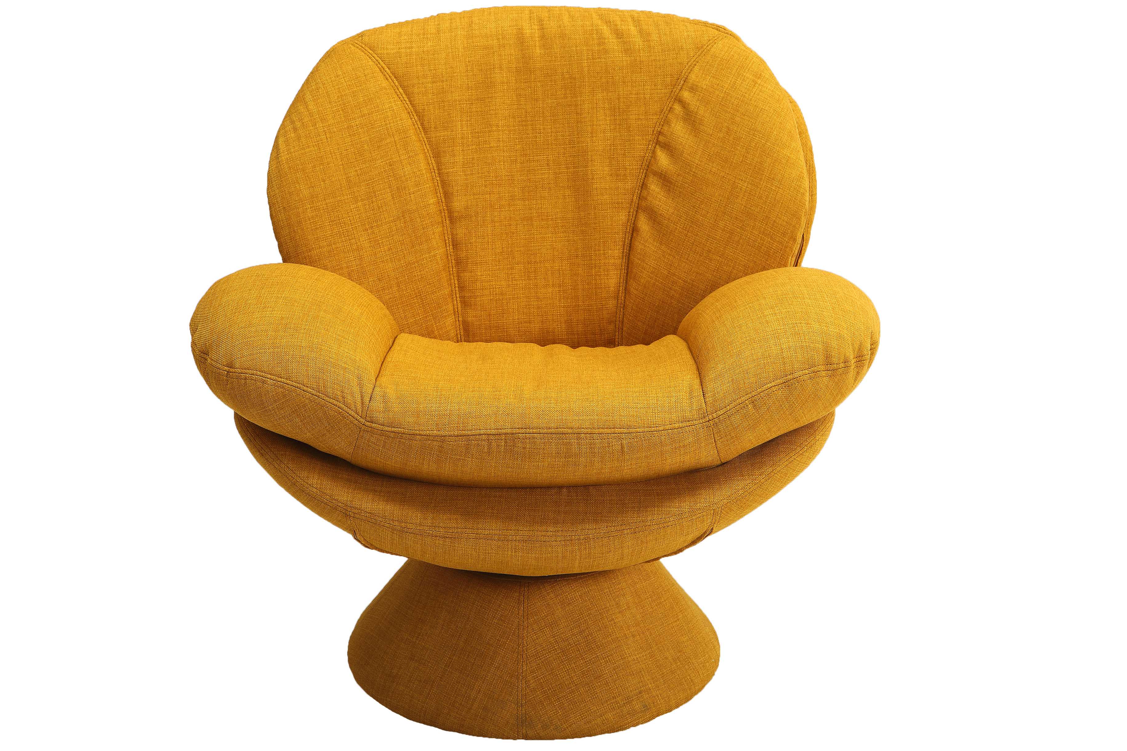 Yellow Straw Fabric Swivel Accent Chair