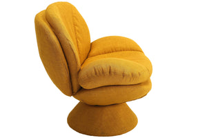 Yellow Straw Fabric Swivel Accent Chair