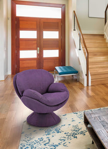 Purple Fabric Swivel Accent Chair
