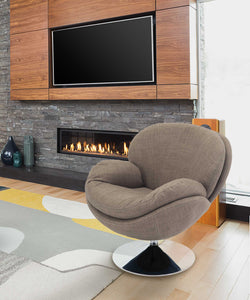 Khaki Tan Fabric Swivel Accent Chair