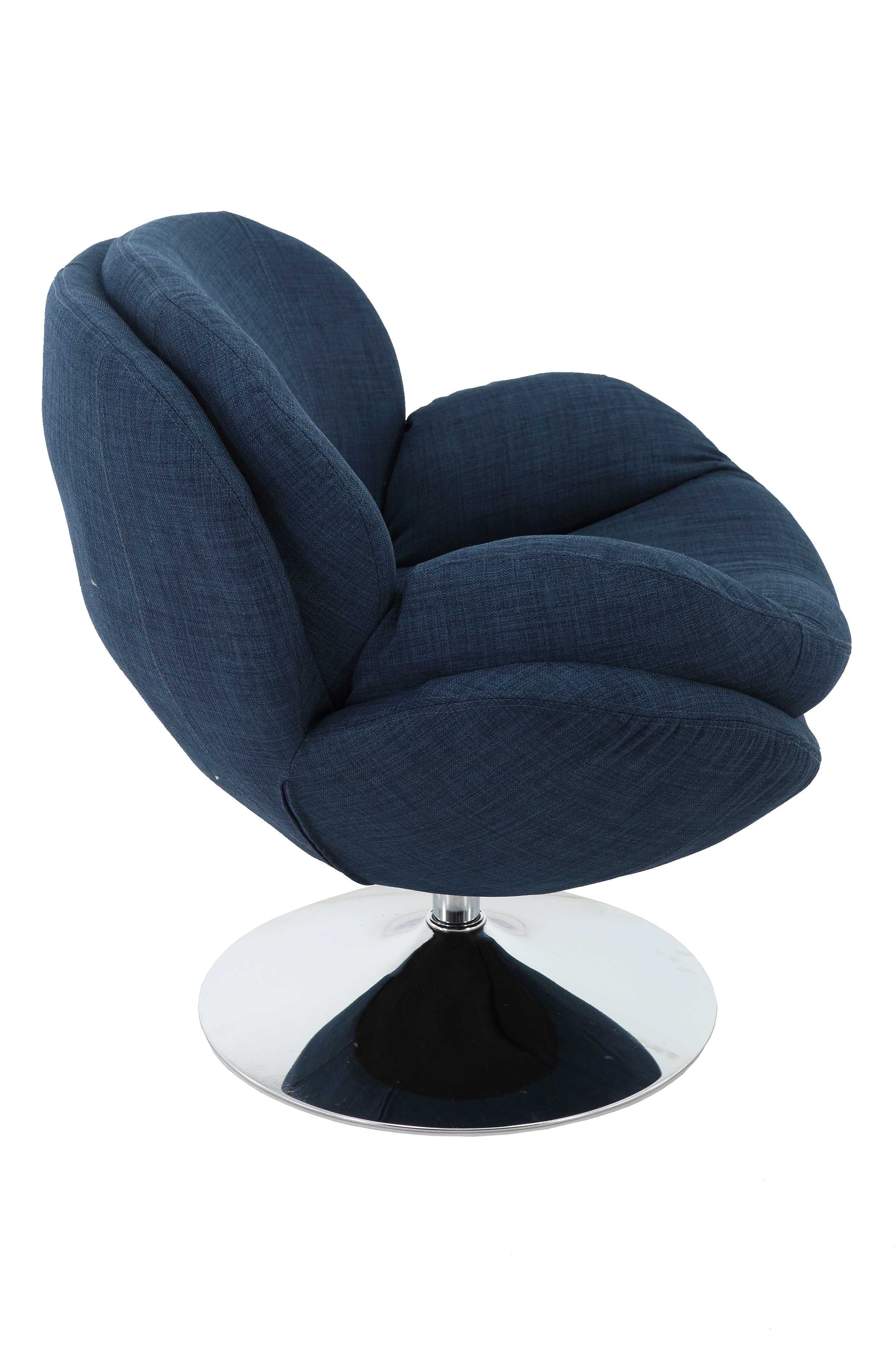 Denim Blue Fabric Swivel Accent Chair