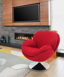 Red Fabric Swivel Accent Chair