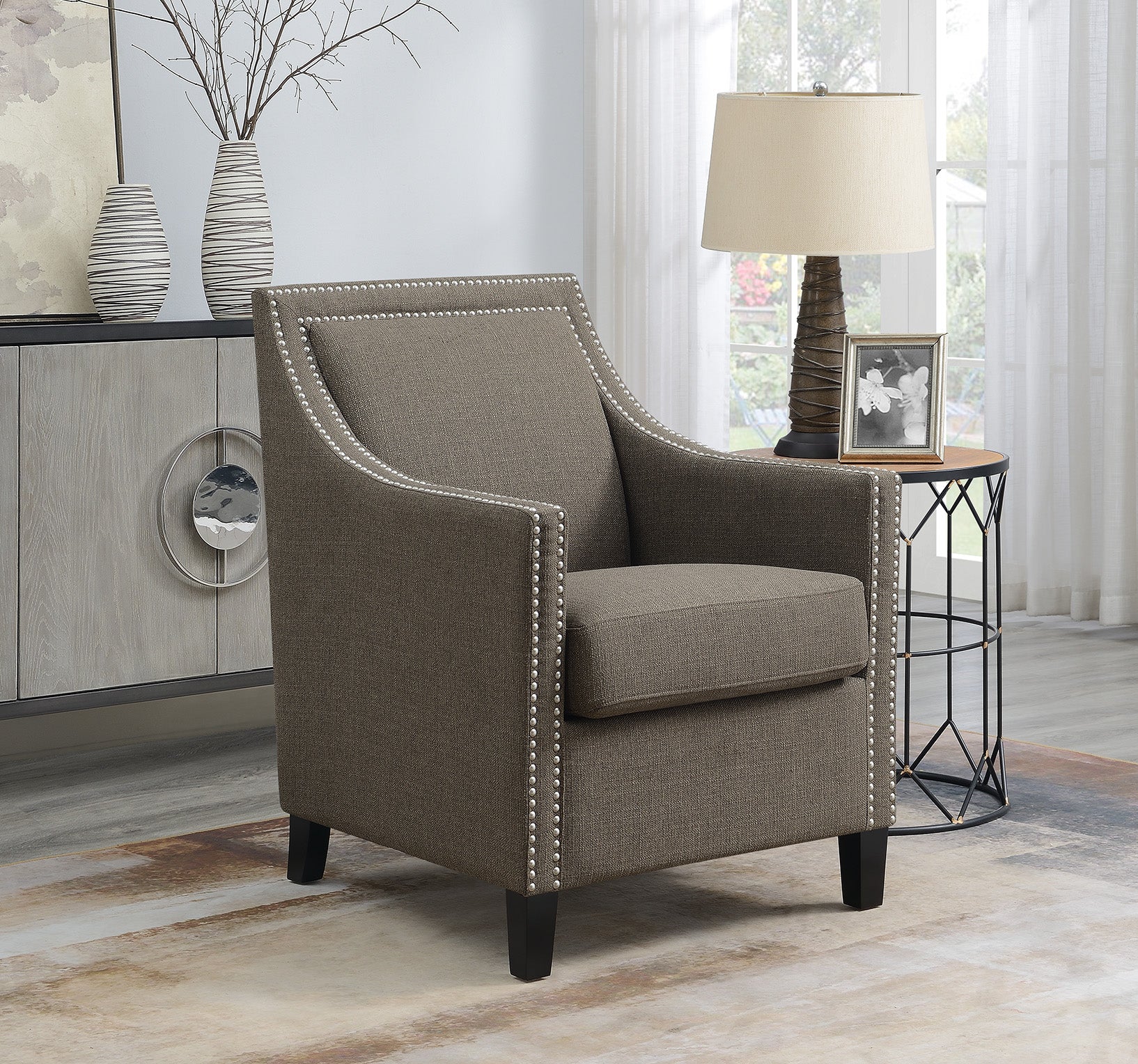 Brown Upholstered Accent Chair