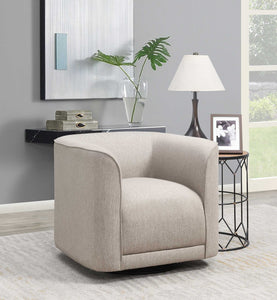 Oversized Creamy Beige Upholstered Accent Chair